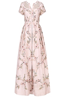 Pink floral embroidered pleated gown available only at Pernia's Pop Up ...