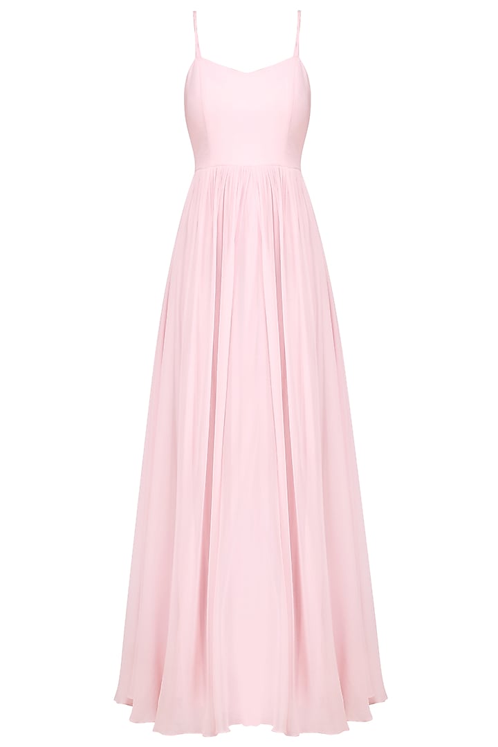 Ice Pink pleated anarkali with embroidered cape set available only at Pernia's Pop Up Shop.