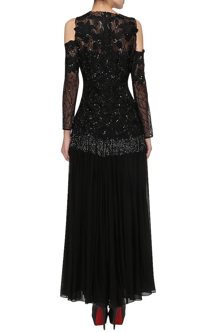 Black embroidered anarkali gown available only at Pernia's Pop Up Shop.