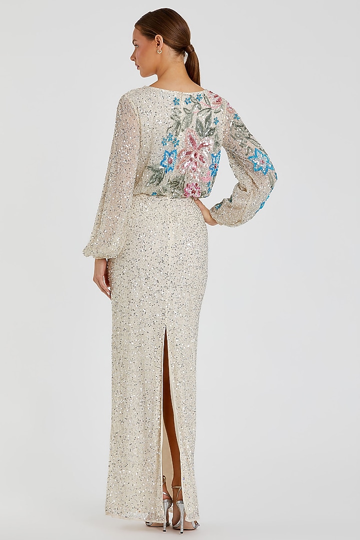 Nude Sequins Floral Embellished Engagement Gown by Mac Duggal at Pernia's Pop Up Shop