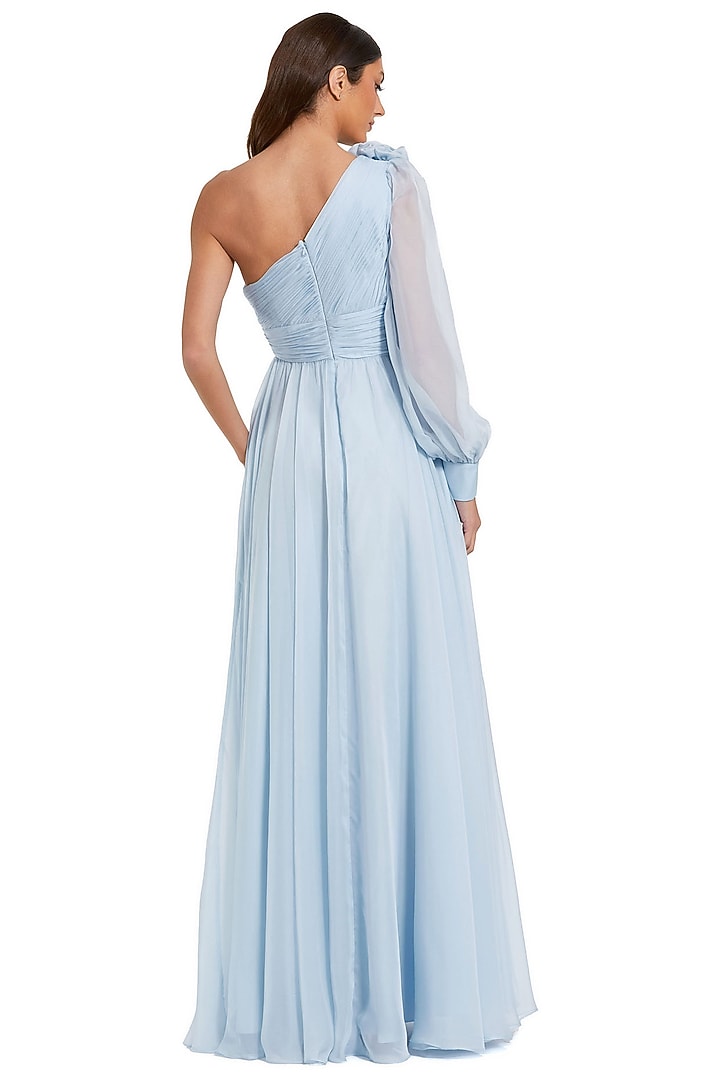 Powder Blue Chiffon One-Shoulder Engagement Gown by Mac Duggal at Pernia's Pop Up Shop
