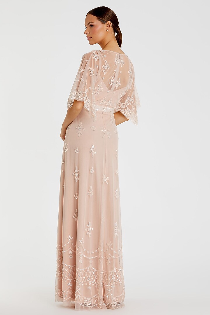 Blush Pink Mesh Sequins Embellished Engagement Gown by Mac Duggal at Pernia's Pop Up Shop