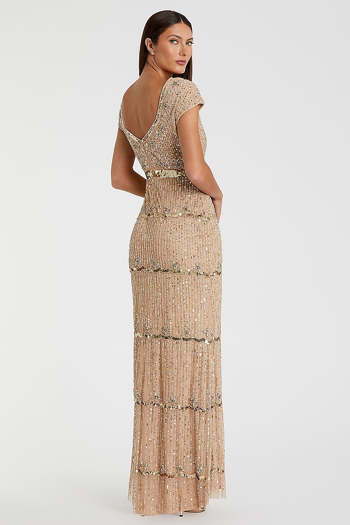Nude Mesh Hand Embellished Engagement Gown by Mac Duggal at Pernia's Pop Up Shop