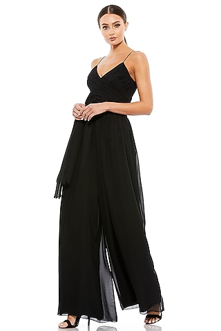 Black Chiffon Flowy Jumpsuit by Mac Duggal
