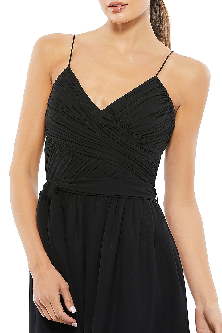 Black Chiffon Flowy Jumpsuit by Mac Duggal at Pernia's Pop Up Shop