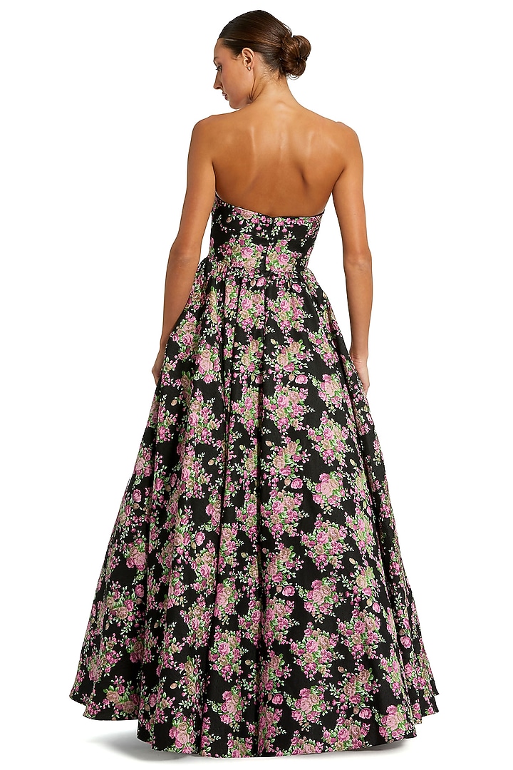 Black Brocade Strapless A-Line Wedding Gown by Mac Duggal at Pernia's Pop Up Shop