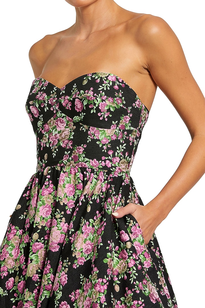 Black Brocade Strapless A-Line Wedding Gown by Mac Duggal at Pernia's Pop Up Shop