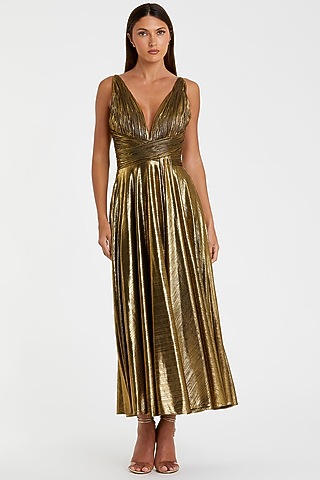 Antique Gold Metallic Jersey Dress by Mac Duggal