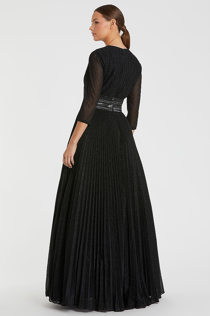 Black Mesh Embellished A-Line Engagement Gown by Mac Duggal at Pernia's Pop Up Shop