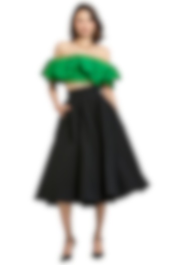 Black Polyester High-Waisted Skirt by Mac Duggal at Pernia's Pop Up Shop