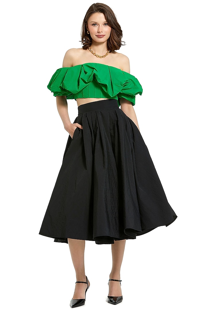 Black Polyester High-Waisted Skirt by Mac Duggal at Pernia's Pop Up Shop