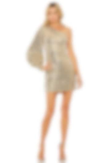 Gold Sequins Fabric One-Shoulder Mini Cocktail Dress by Mac Duggal at Pernia's Pop Up Shop