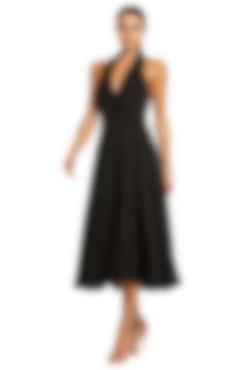 Black Crepe A-Line Midi Cocktail Dress by Mac Duggal at Pernia's Pop Up Shop