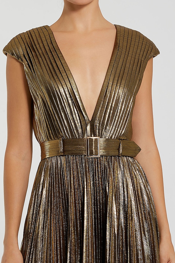 Bronze Metallic Jersey Engagement Gown by Mac Duggal at Pernia's Pop Up Shop