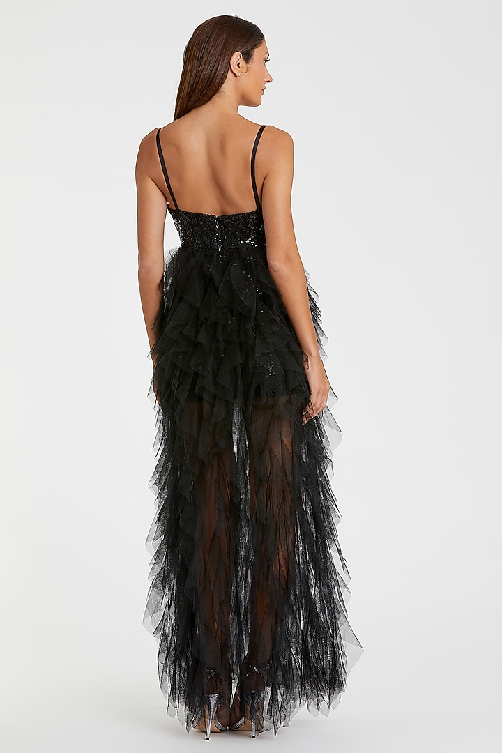 Black Sequins & Tulle Mini Party Wear Dress by Mac Duggal at Pernia's Pop Up Shop