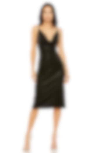 Black Metallic Jersey Midi Cocktail Dress by Mac Duggal at Pernia's Pop Up Shop