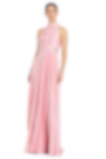 Blush Pink Pleated Satin Engagement Gown by Mac Duggal at Pernia's Pop Up Shop