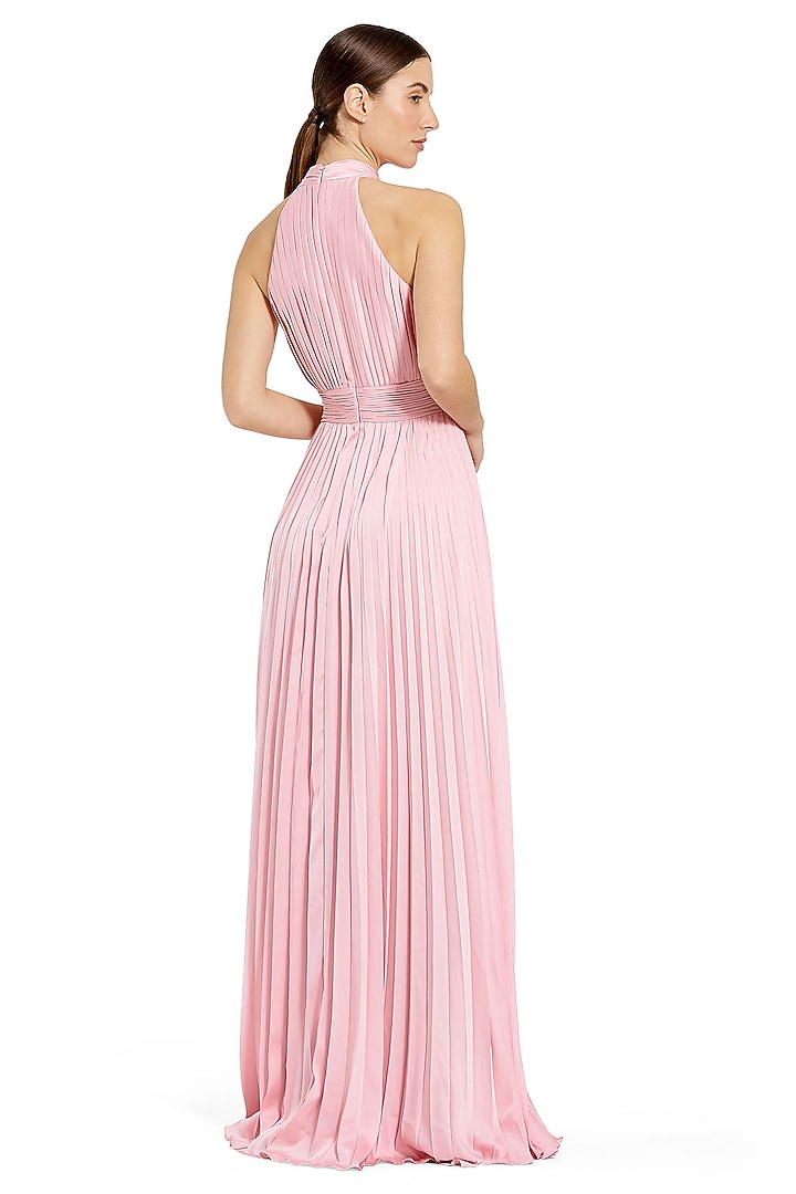 Blush Pink Pleated Satin Engagement Gown by Mac Duggal at Pernia's Pop Up Shop