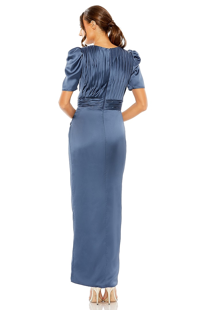 Midnight Blue Charmeuse Engagement Gown by Mac Duggal at Pernia's Pop Up Shop