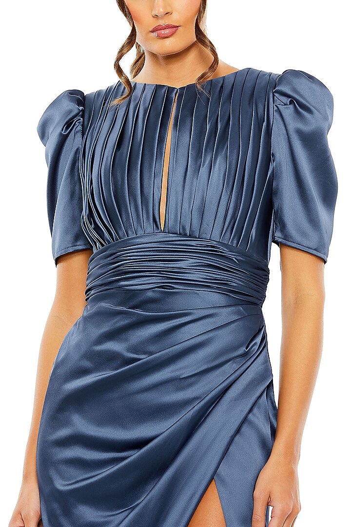 Midnight Blue Charmeuse Engagement Gown by Mac Duggal at Pernia's Pop Up Shop