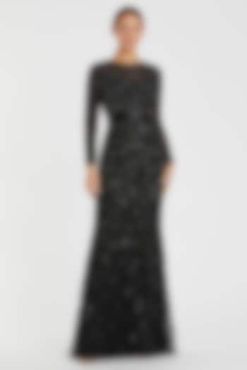 Black Polyester Bead & Sequins Work Engagement Gown by Mac Duggal at Pernia's Pop Up Shop
