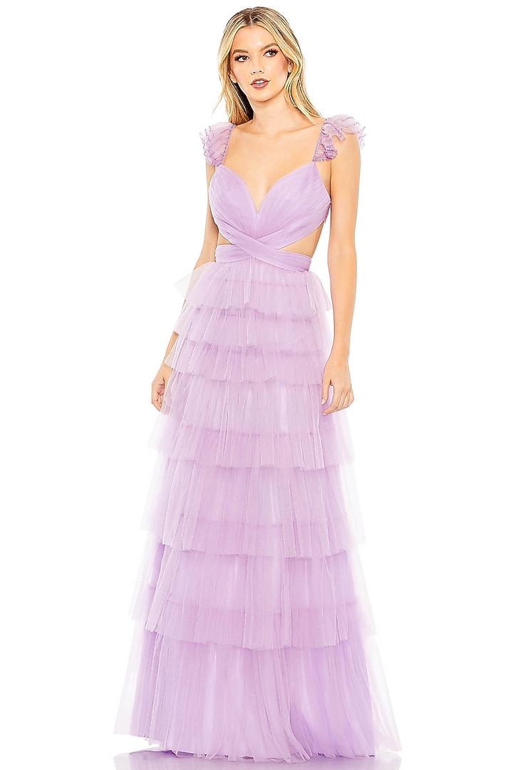 Lilac Tulle Tiered Engagement Gown by Mac Duggal at Pernia's Pop Up Shop
