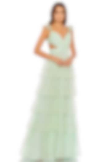 Mint Tulle Tiered Engagement Gown by Mac Duggal at Pernia's Pop Up Shop