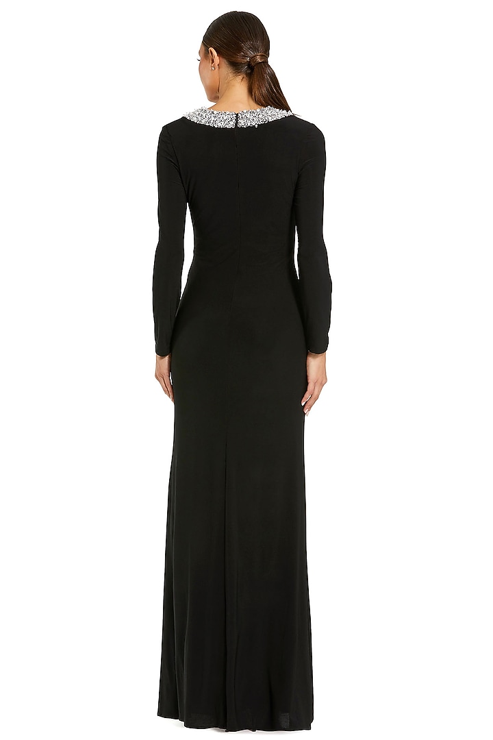 Black Jersey Beaded Engagement Gown by Mac Duggal at Pernia's Pop Up Shop