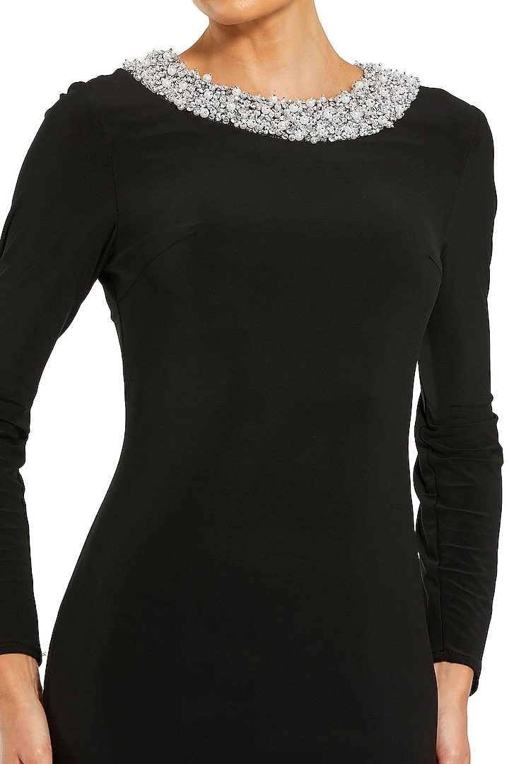Black Jersey Beaded Engagement Gown by Mac Duggal at Pernia's Pop Up Shop