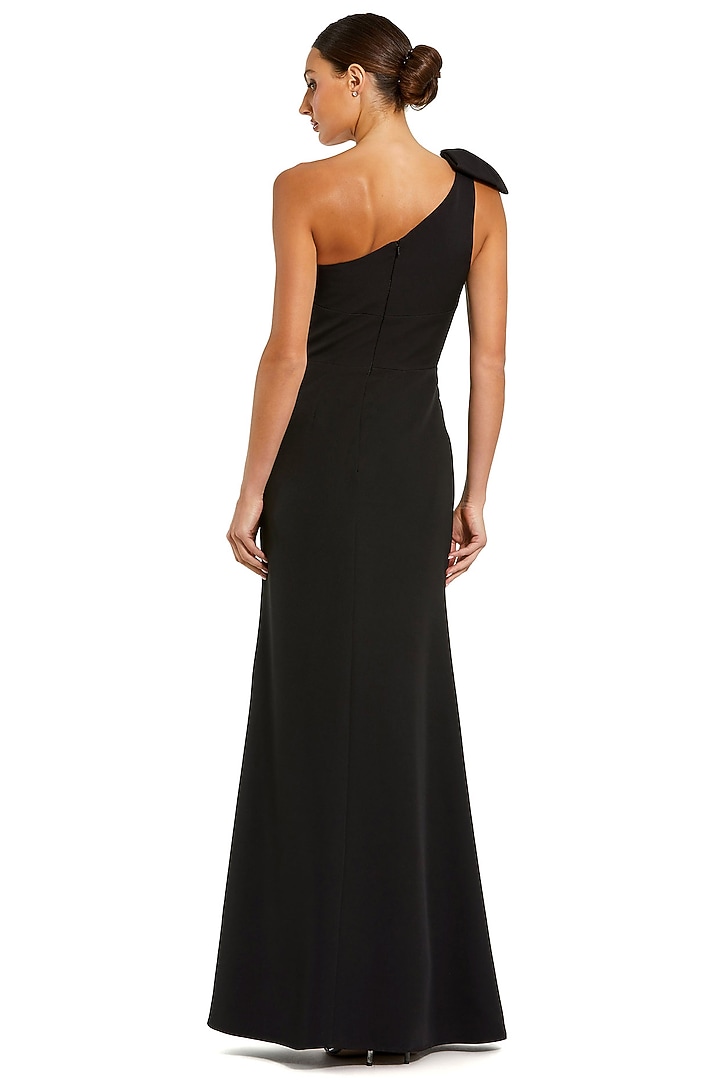 Black Crepe One-Shoulder Engagement Gown by Mac Duggal at Pernia's Pop Up Shop