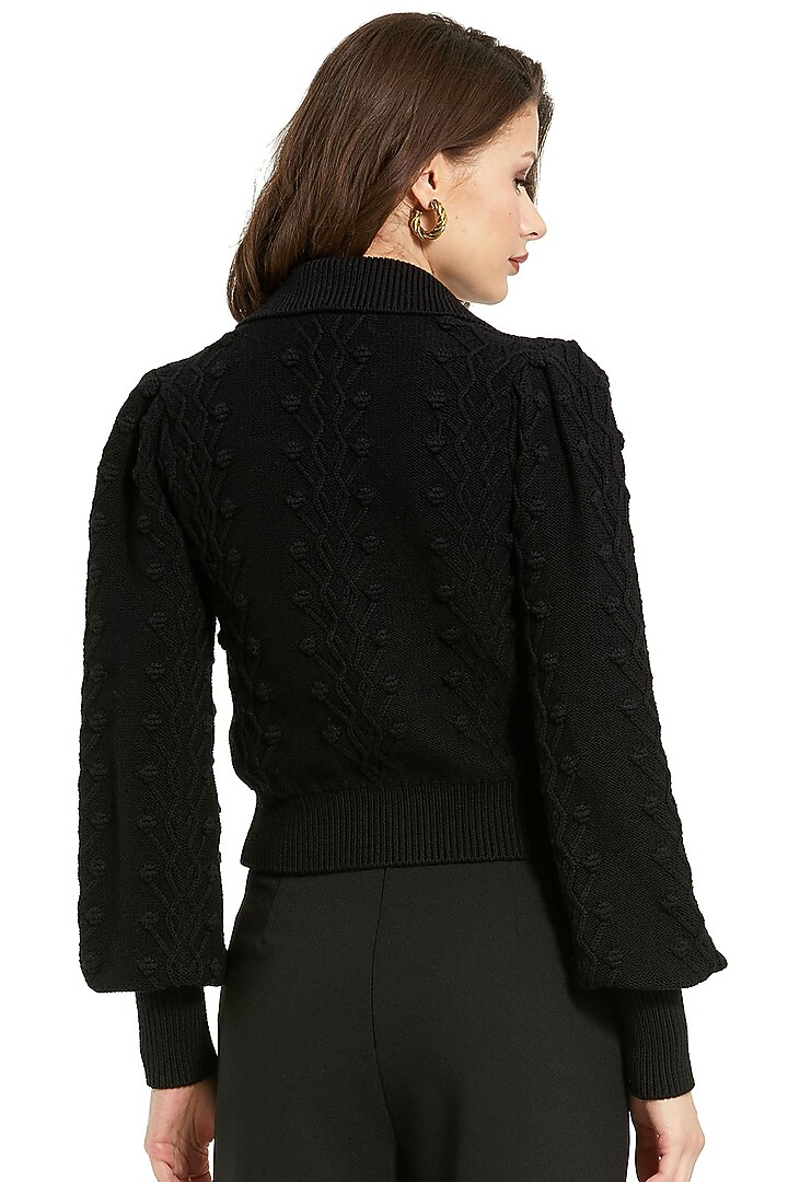 Black Polyester Cardigan Sweater by Mac Duggal at Pernia's Pop Up Shop