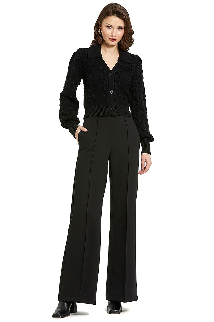 Black Polyester Cardigan Sweater by Mac Duggal at Pernia's Pop Up Shop