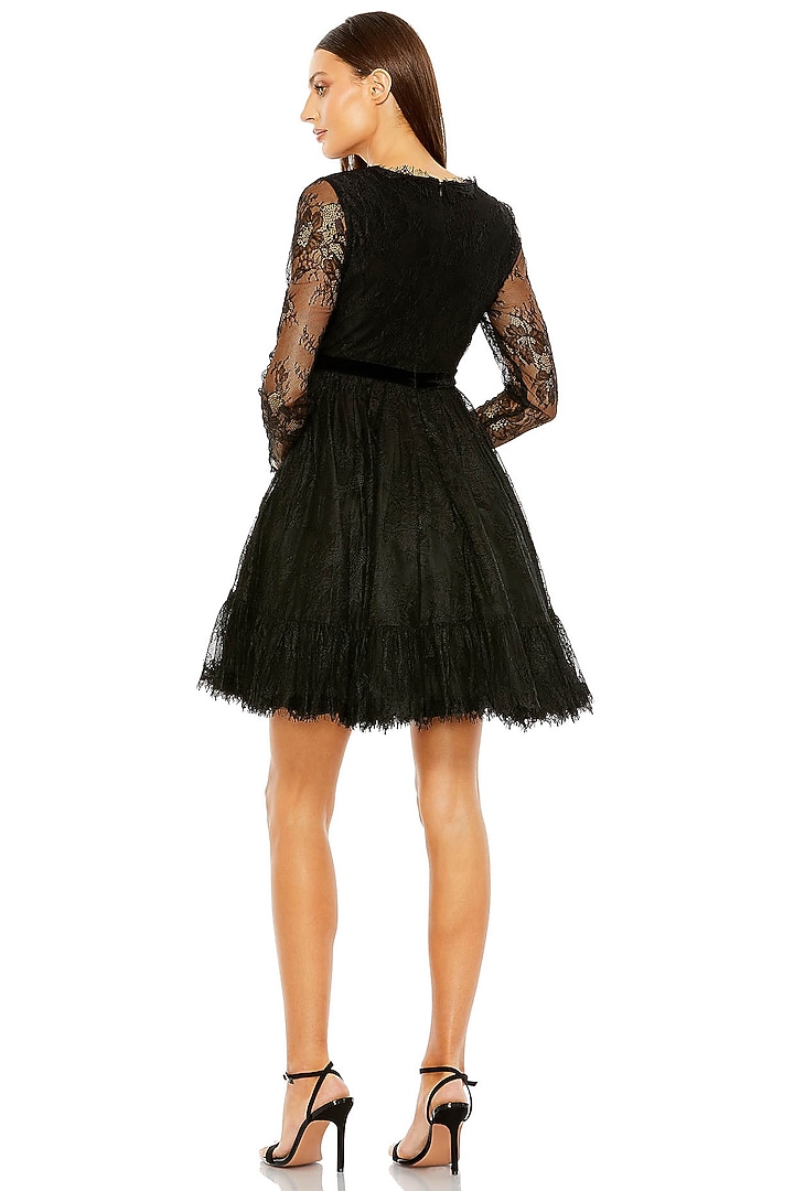Black Lace & Polyester Mini Cocktail Dress by Mac Duggal at Pernia's Pop Up Shop