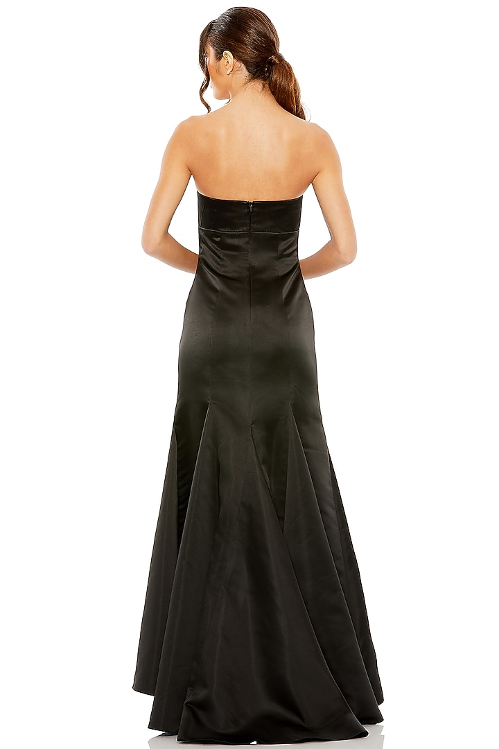 Black Satin Bow Engagement Gown by Mac Duggal at Pernia's Pop Up Shop