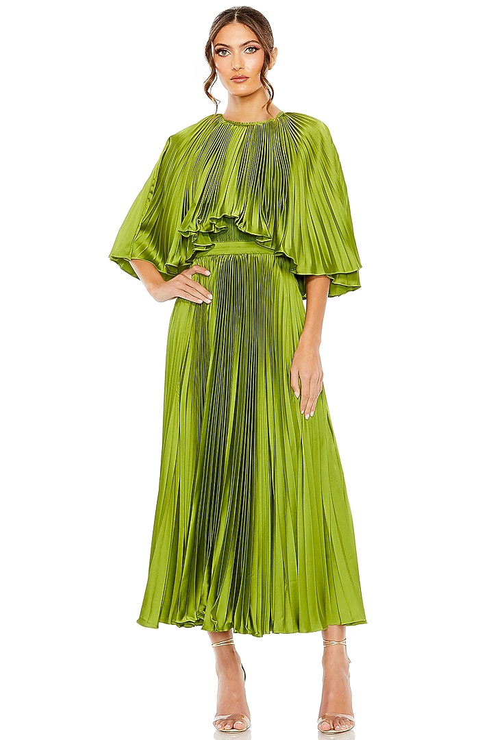 Apple Green Polyester Midi Party Wear Dress by Mac Duggal at Pernia's Pop Up Shop