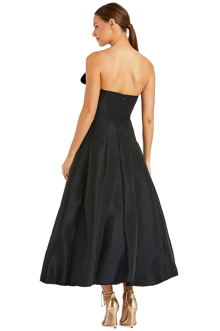 Black Polyester A-Line Midi Cocktail Dress by Mac Duggal at Pernia's Pop Up Shop