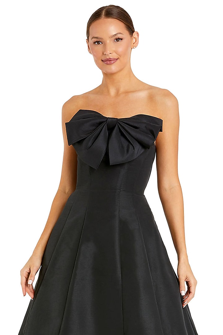 Black Polyester A-Line Midi Cocktail Dress by Mac Duggal at Pernia's Pop Up Shop