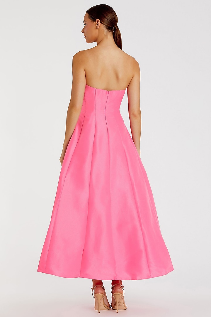 Candy Pink Polyester A-Line Midi Cocktail Dress by Mac Duggal at Pernia's Pop Up Shop
