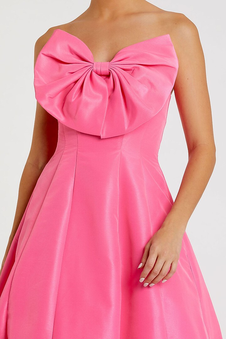 Candy Pink Polyester A-Line Midi Cocktail Dress by Mac Duggal at Pernia's Pop Up Shop