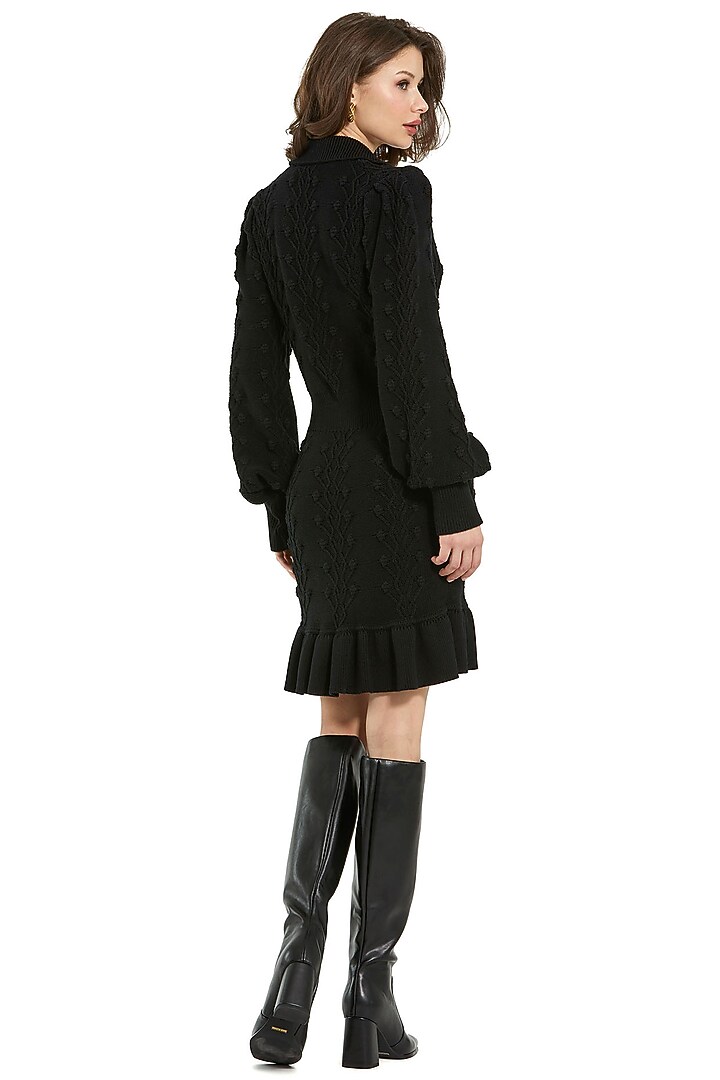 Black Polyester Sweater Party Wear Dress by Mac Duggal at Pernia's Pop Up Shop