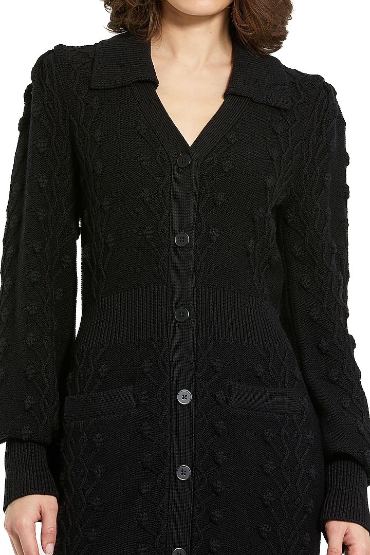 Black Polyester Sweater Party Wear Dress by Mac Duggal at Pernia's Pop Up Shop