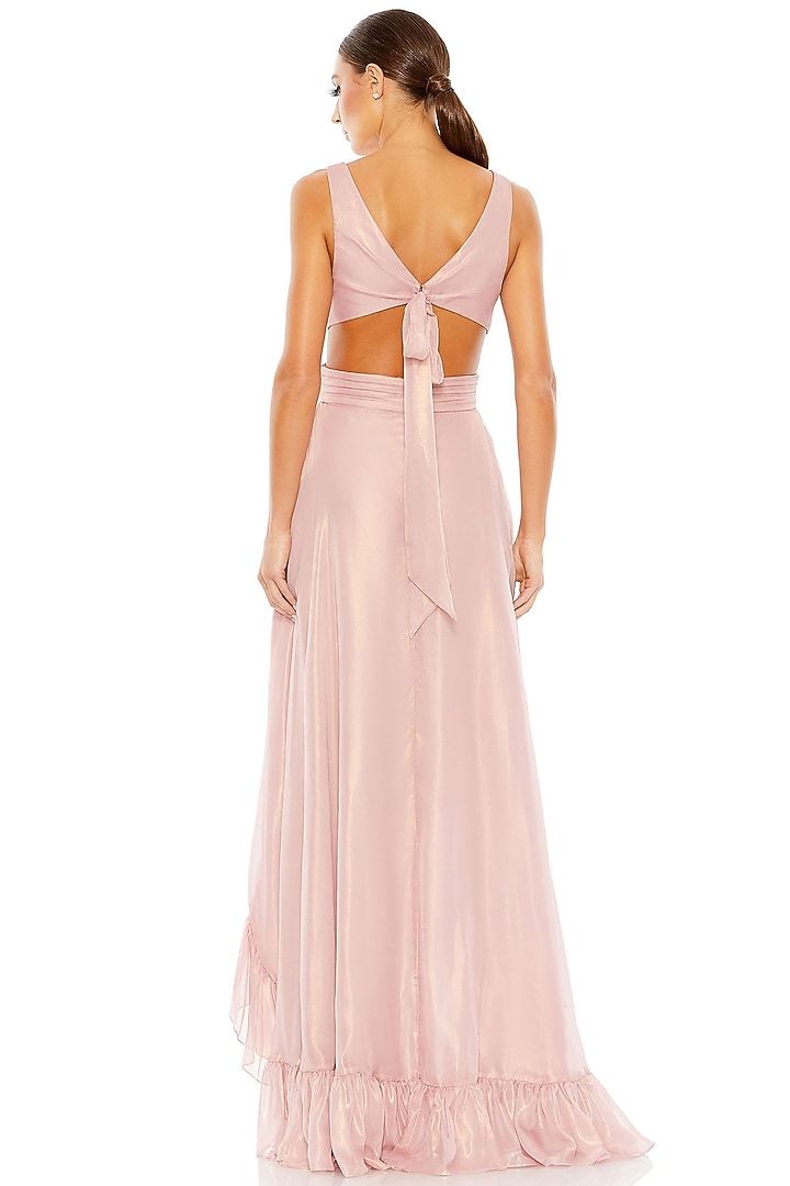 Rose Gold Sheer Organza Ruffled Engagement Gown by Mac Duggal at Pernia's Pop Up Shop