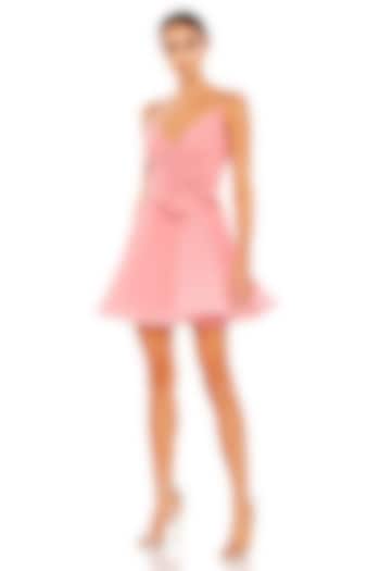 Rose Pink Polyester Mini Wrap Dress by Mac Duggal at Pernia's Pop Up Shop