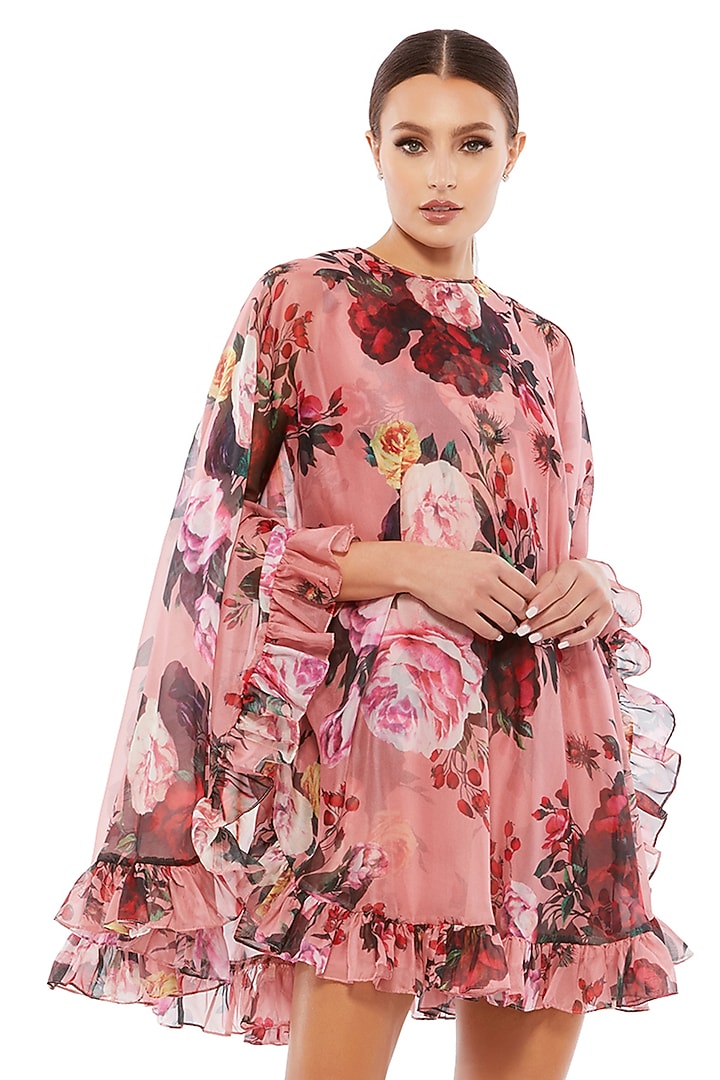 Rose Pink Polyester Floral Printed Mini Cocktail Dress by Mac Duggal at Pernia's Pop Up Shop