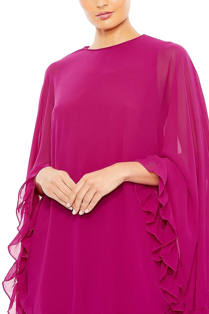 Fuchsia Polyester Cape Mini Cocktail Dress by Mac Duggal at Pernia's Pop Up Shop