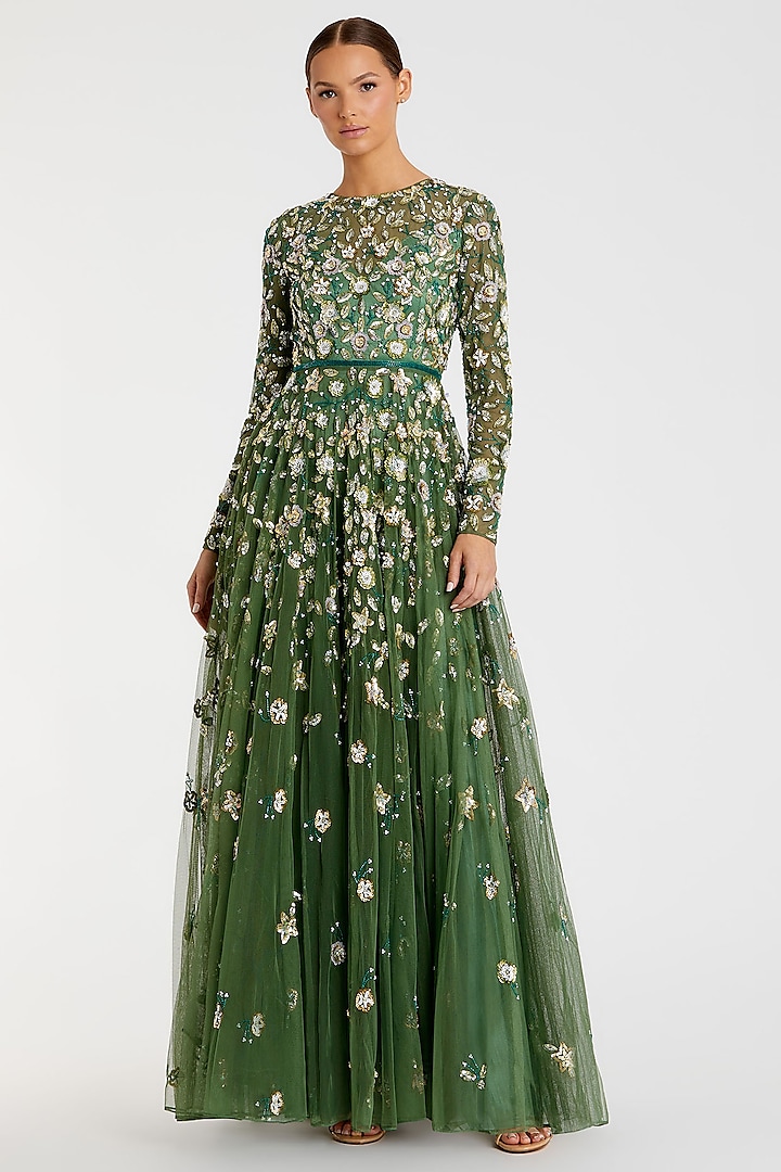 Sage Polyester Embellished Engagement Gown by Mac Duggal at Pernia's Pop Up Shop