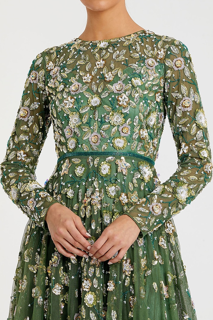 Sage Polyester Embellished Engagement Gown by Mac Duggal at Pernia's Pop Up Shop