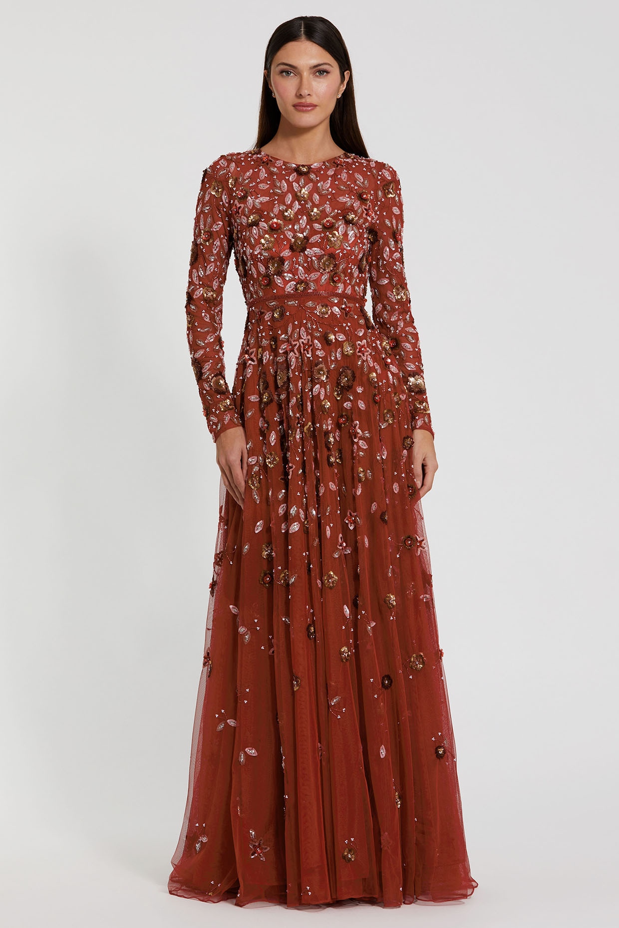 Cinnamon Polyester Embellished Engagement Gown by Mac Duggal at Pernia's Pop Up Shop