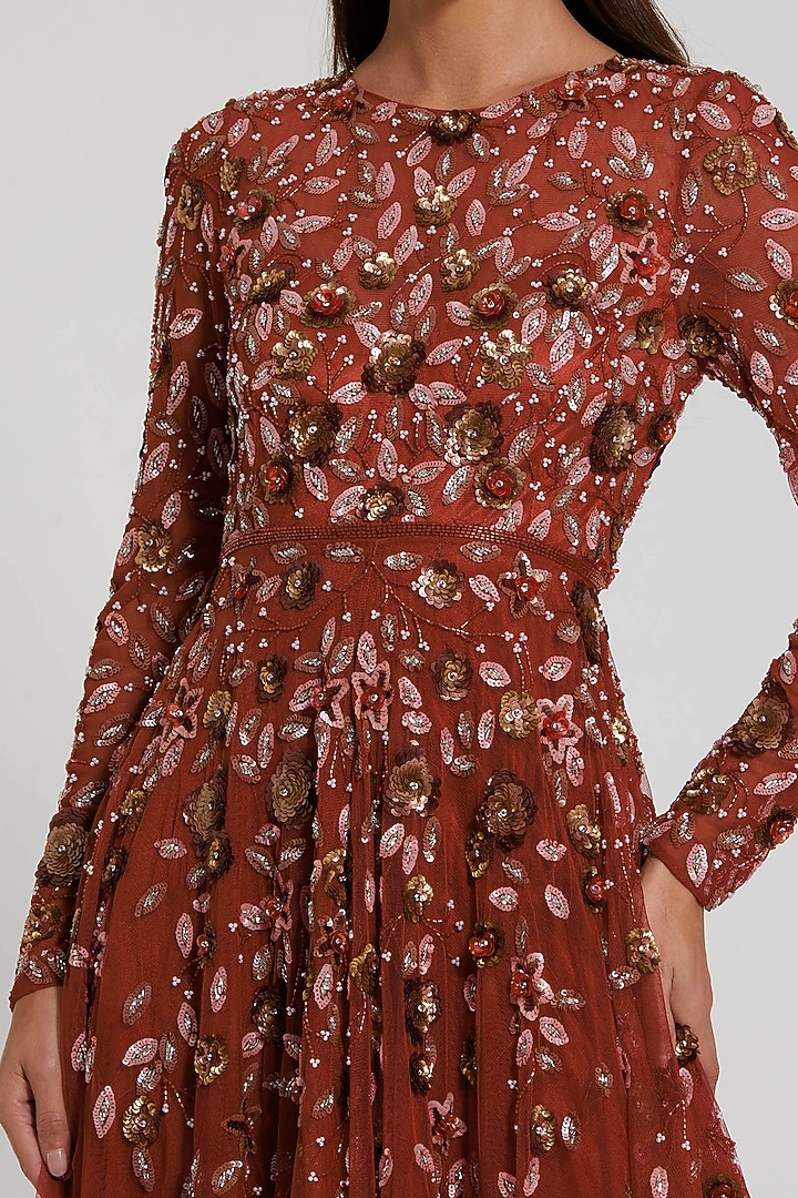 Cinnamon Polyester Embellished Engagement Gown by Mac Duggal at Pernia's Pop Up Shop
