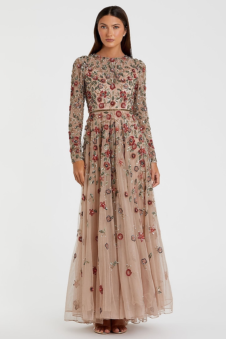 Antique-Rose Polyester Embellished Engagement Gown by Mac Duggal at Pernia's Pop Up Shop